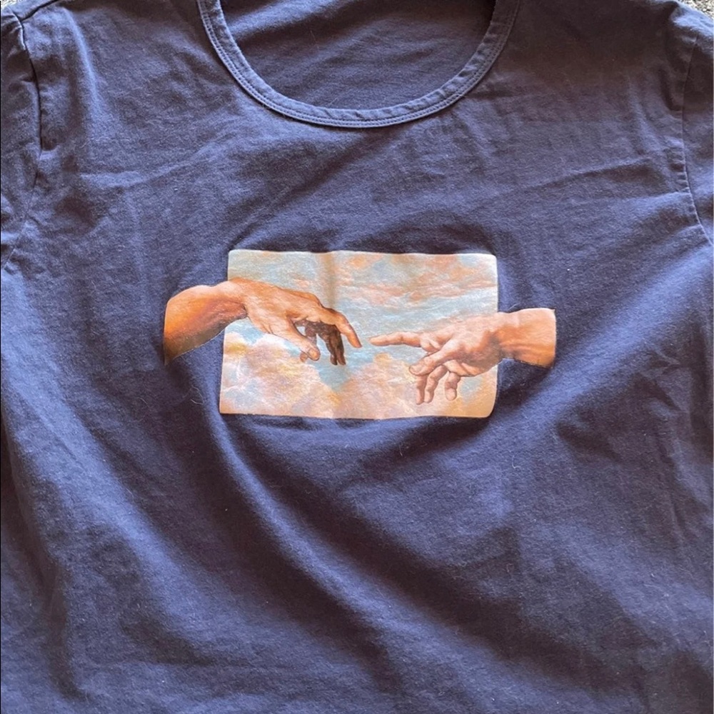 blue cropped graphic tee